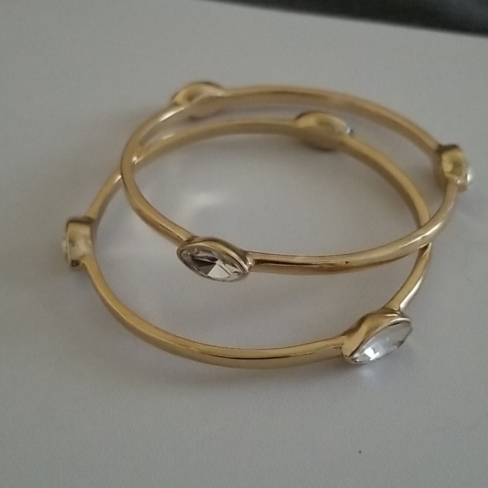 Goldtone and Crystal Bangles